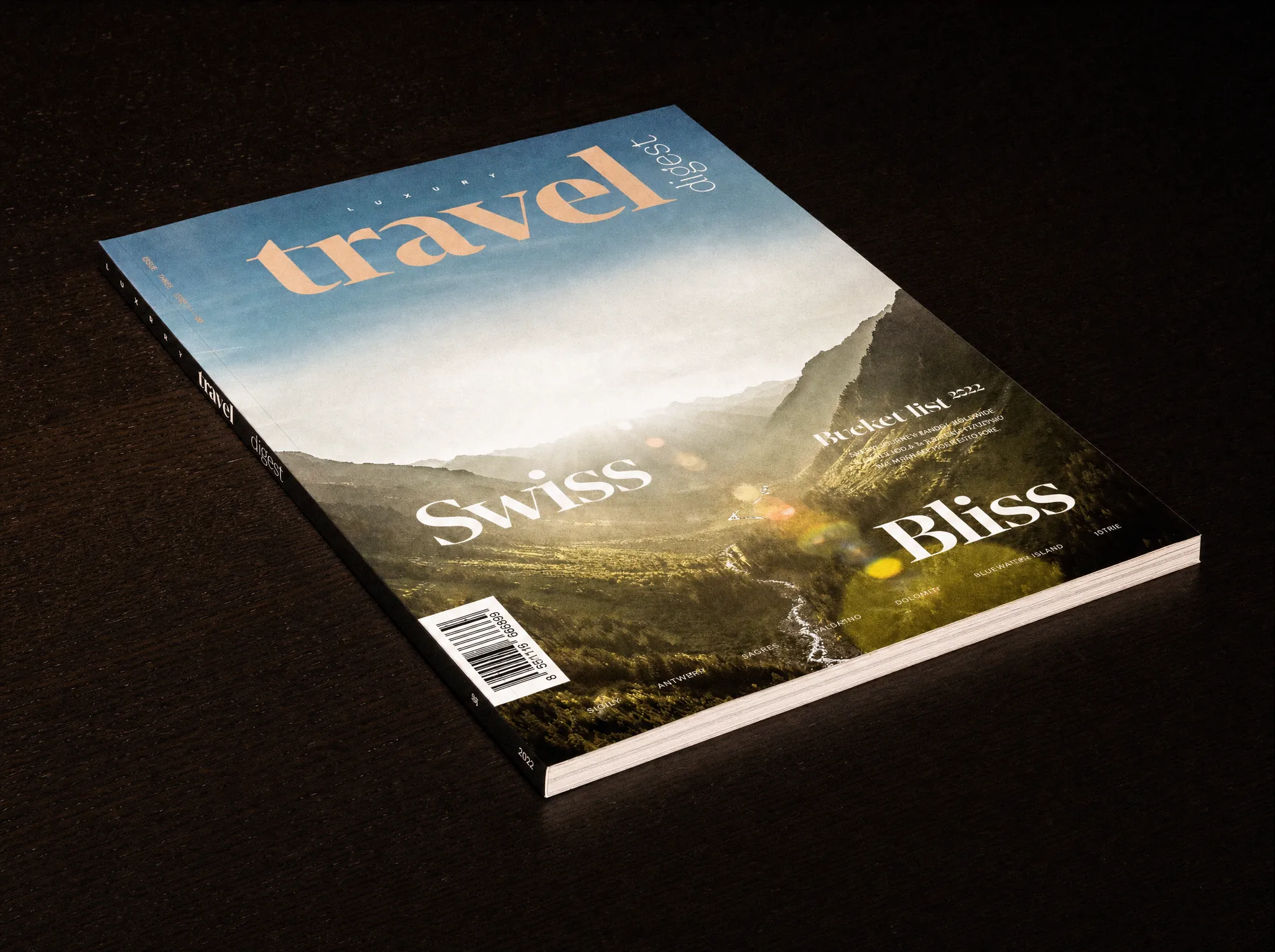Luxury Travel Digest magazine cover featuring Swiss Bliss