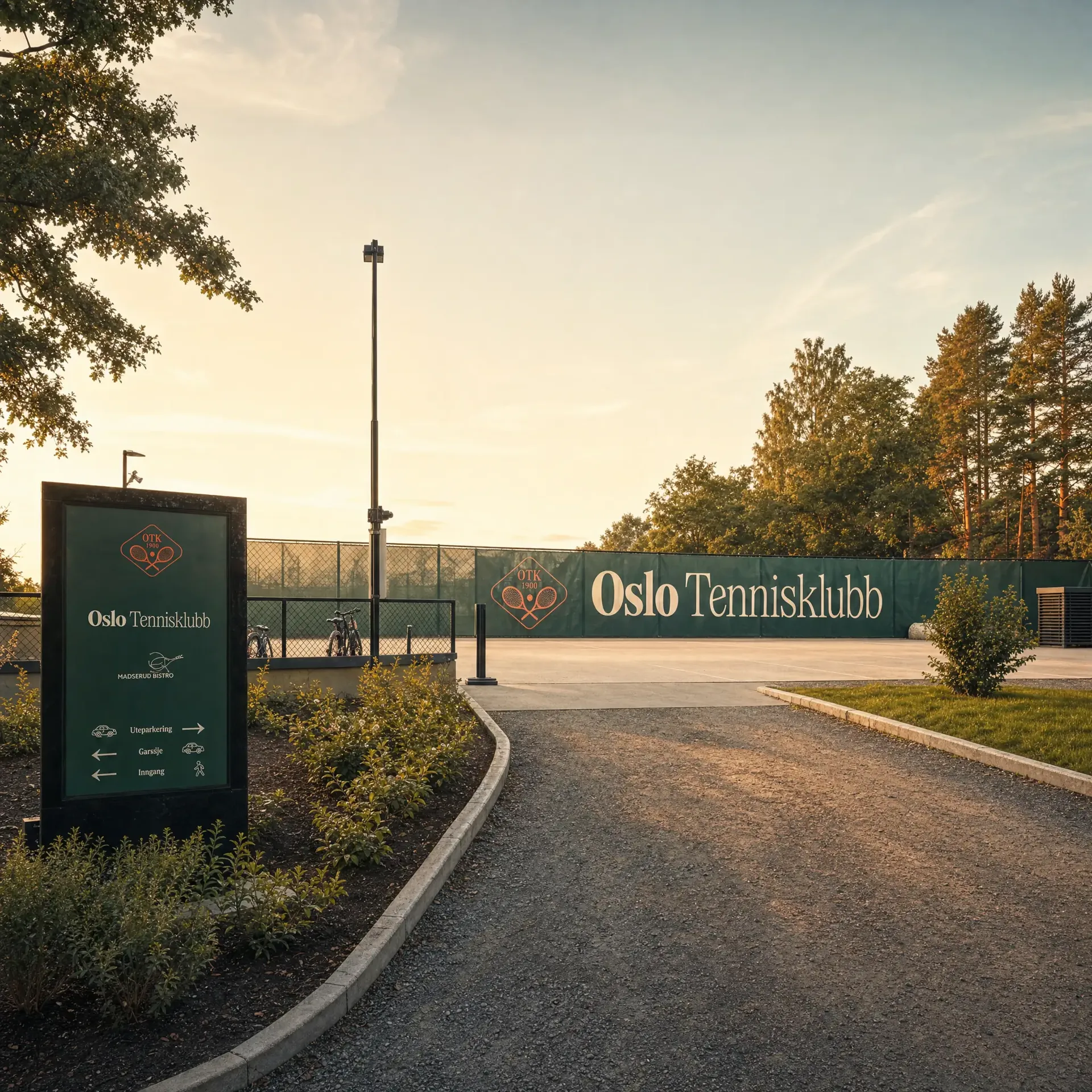 Oslo Tennisklubb entrance signage and club wordmark