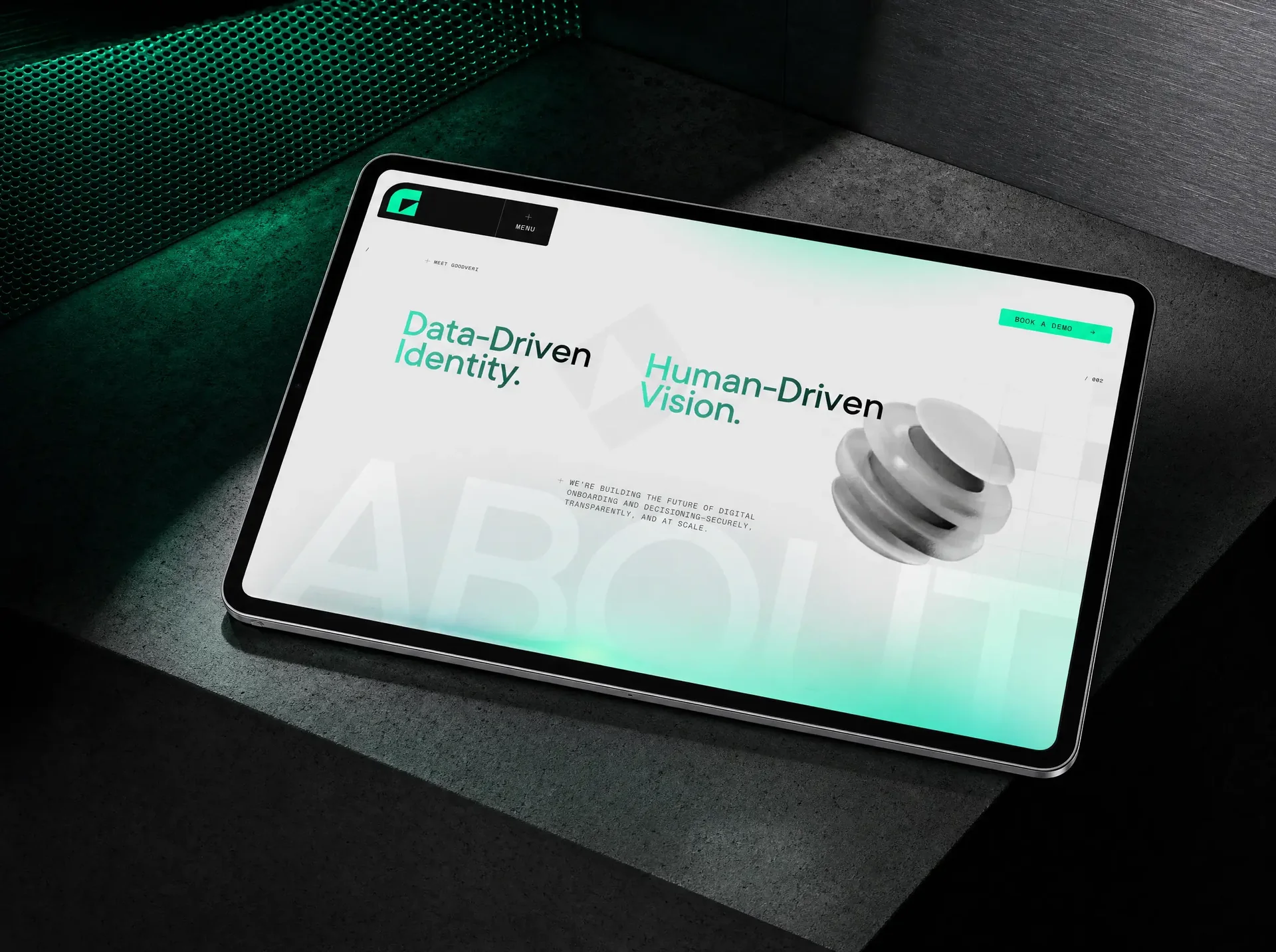 Goodveri verification platform on a tablet