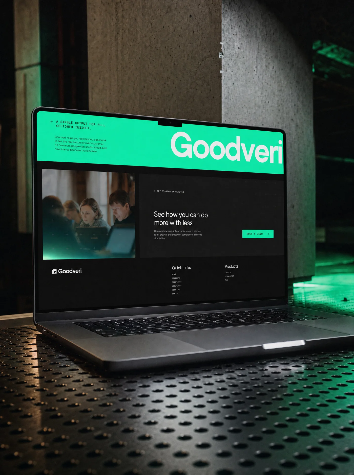 Goodveri brand identity on a laptop