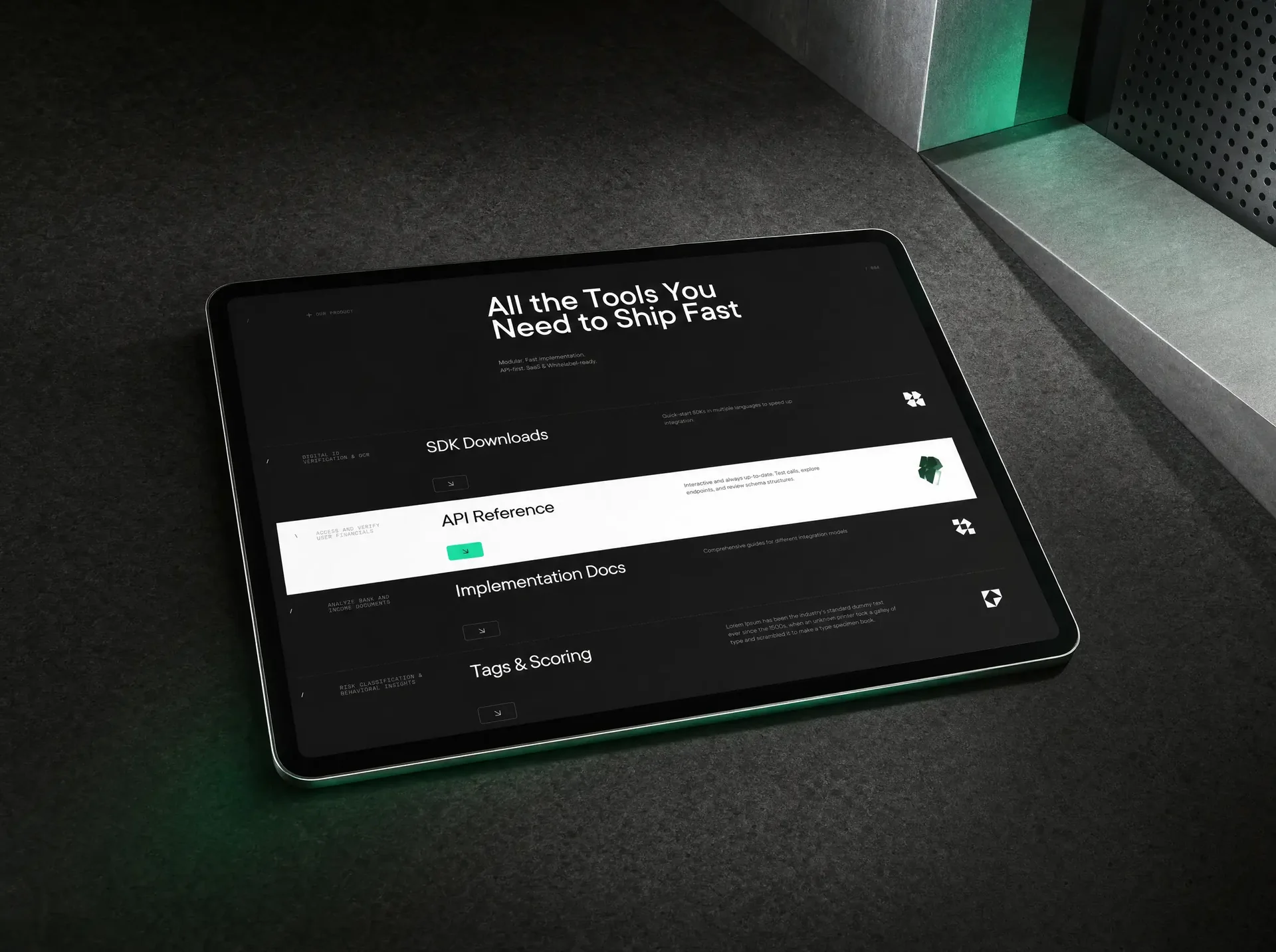 Goodveri verification tools and product navigation