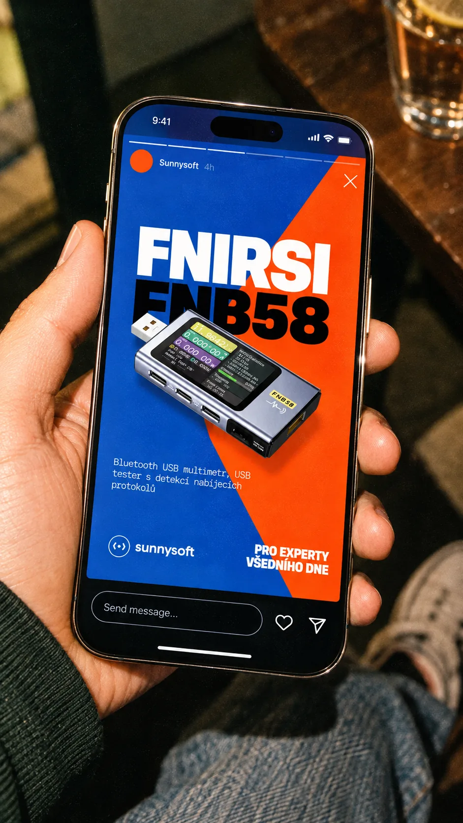 Sunnysoft campaign displayed on a phone